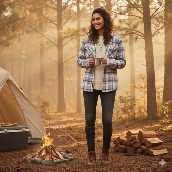 Tallwoods Tops - Tallwoods "Filmore Flannel" Plaid orange blue Button Down Shirt Medium‎